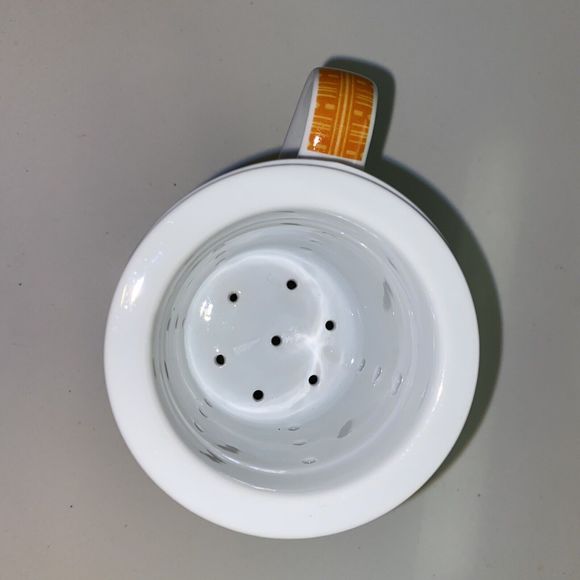 Globe Tea Co. Single Tea Cup Mug W/ Infuser & Lid 10 Oz Porcelain Paula Scaletta - Picture 6 of 11